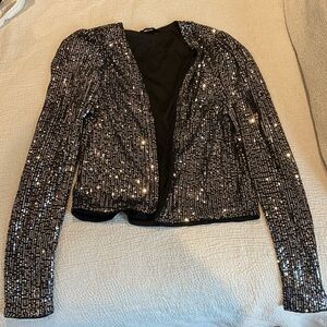 Silver sequin bolero jacket blazer sz small